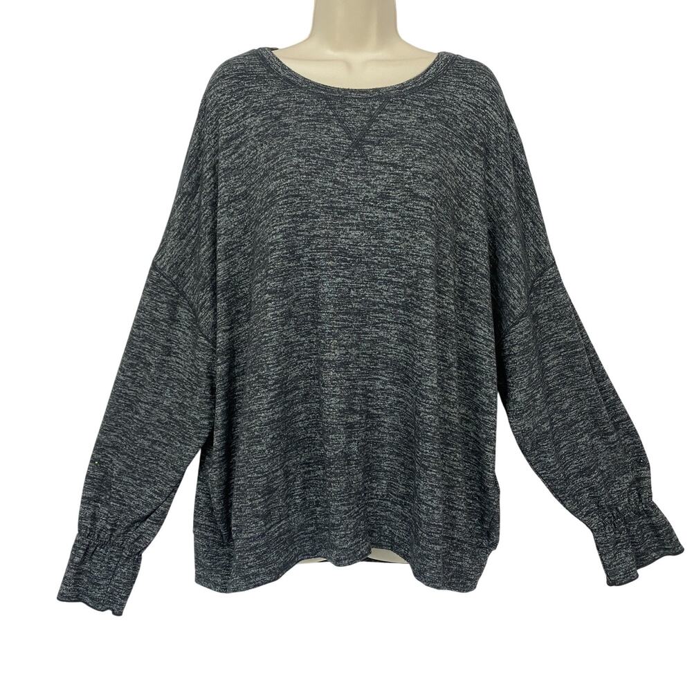 Daily Ritual Sweatshirt Womens 2XL Marled Gray Boxy Lightweight Cozy Crew XXL